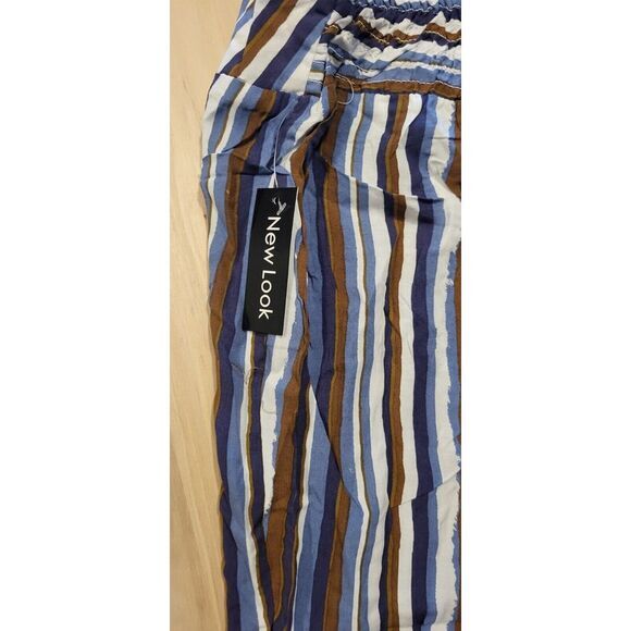 NEW LOOK Womens  PANT  2X Contemporary Blue Brown‎ White Stretch Waist Flat NEW - Picture 3 of 6